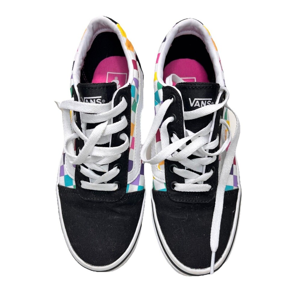 Vans Old Skool Checkerboard Rainbow Shoes Womens 8 Low Top Skate Sneakers Pride